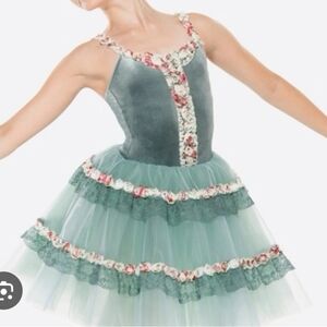 Revolution Sage Green Rosette Tiered Tulle Ballet Dress
